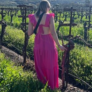 REVOLVE Pink Ruffle Maxi Dress